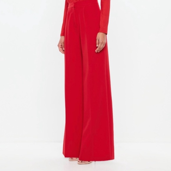 Missguided Peace + Love Red Wide leg Crepe Pant - Picture 4 of 10